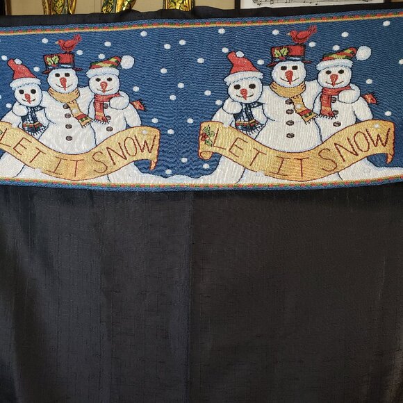 Cute T Spenser Blue Woven Tapestry Snowman Table Runner 70x12 Long Winter - Picture 1 of 7